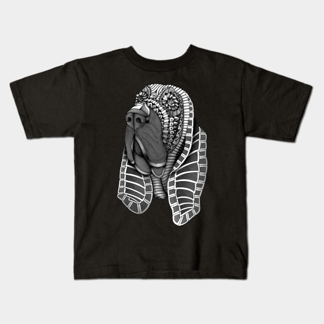 Ornate Bloodhound Kids T-Shirt by Psydrian